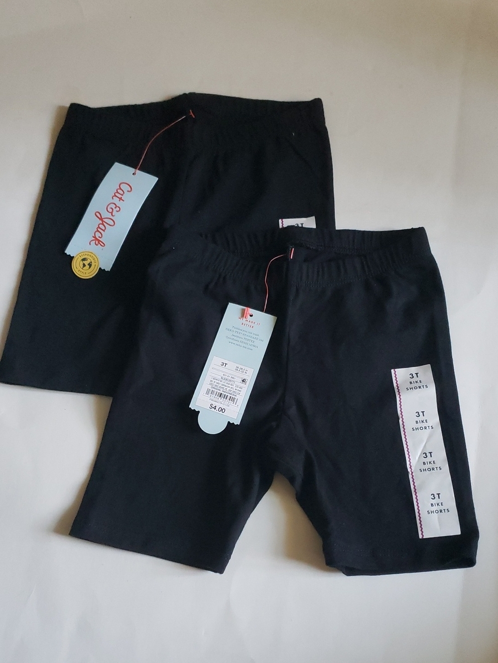 NWT Set of 2 Cat & Jack Toddler Girl Black Bike Shorts Size 3T Bundle